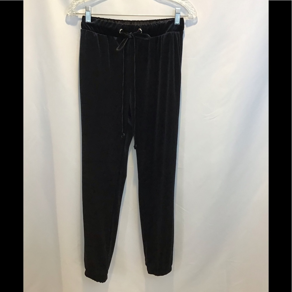 Active USA Black Velvet Stretch Joggers